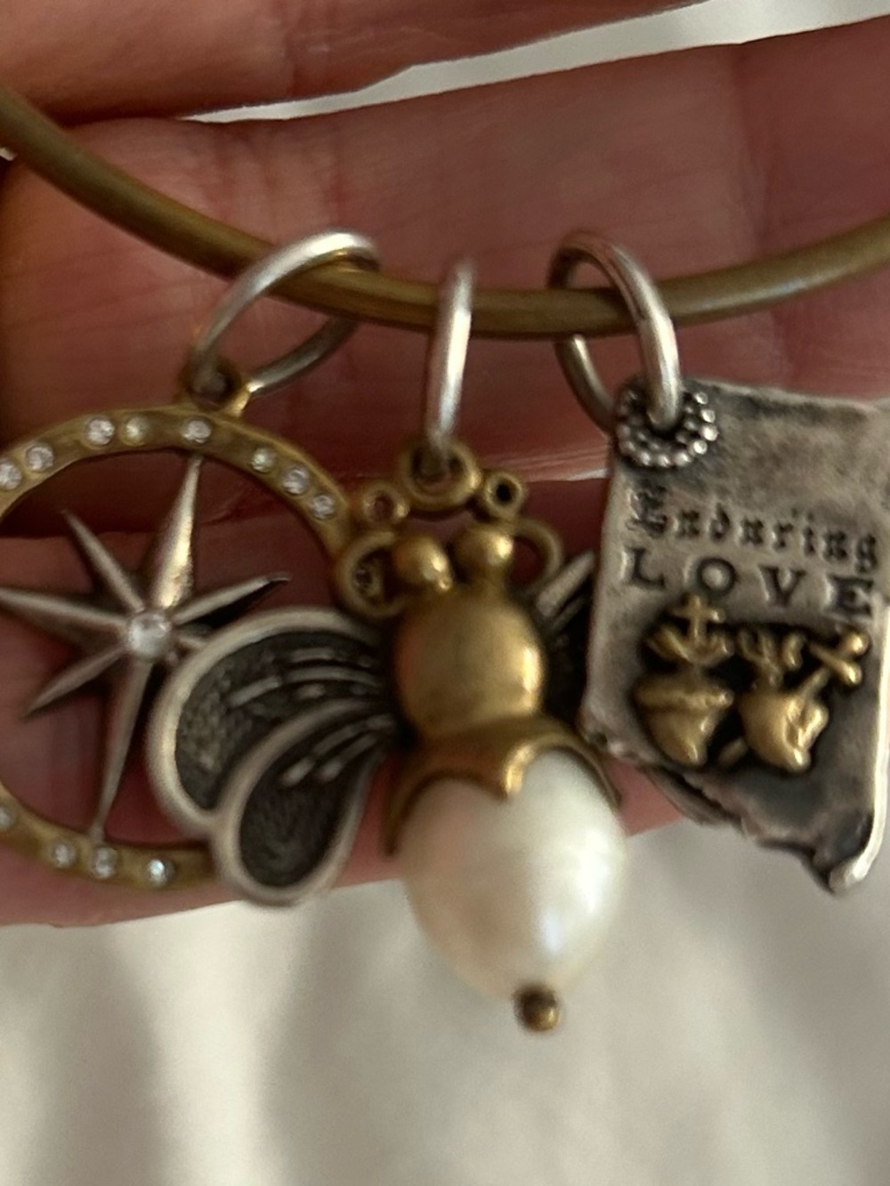 Waxing Poetic Gold-Tone Charm Bangle with Compass, Bee & Book - Picture 5 of 5